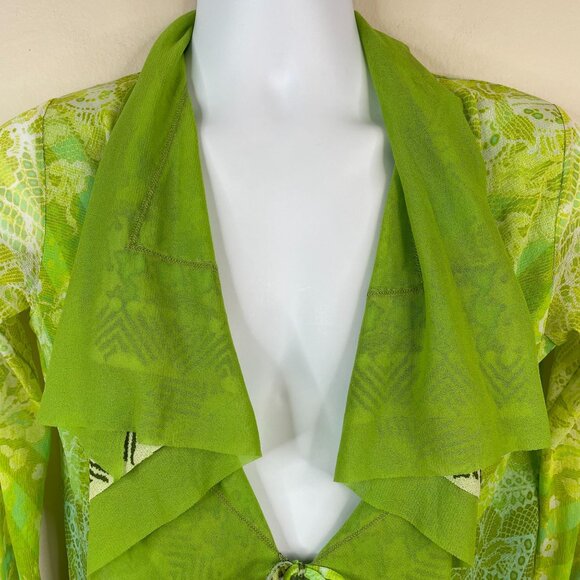 FUZZI Jean Paul Gaultier Art To Wear Y2K Mesh Kimono Top Large Open Tie Front - Picture 2 of 9